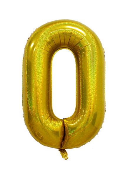 34 Inch Gold Number 0-9 Foil Balloon