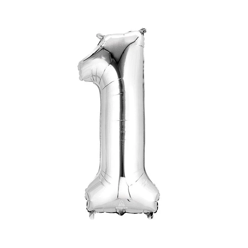 40 Inch Silver Number 0-9 Foil Balloon