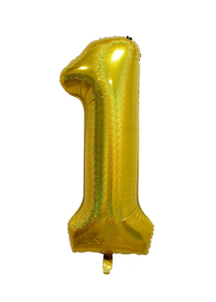 34 Inch Gold Number 0-9 Foil Balloon