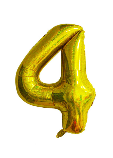 34 Inch Gold Number 0-9 Foil Balloon