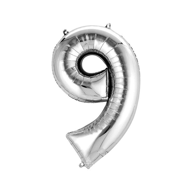 40 Inch Silver Number 0-9 Foil Balloon