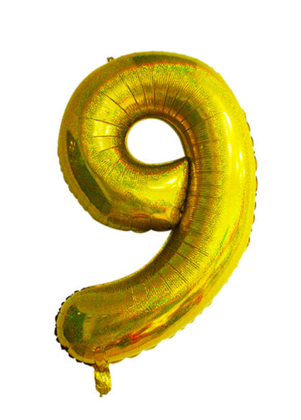 34 Inch Gold Number 0-9 Foil Balloon