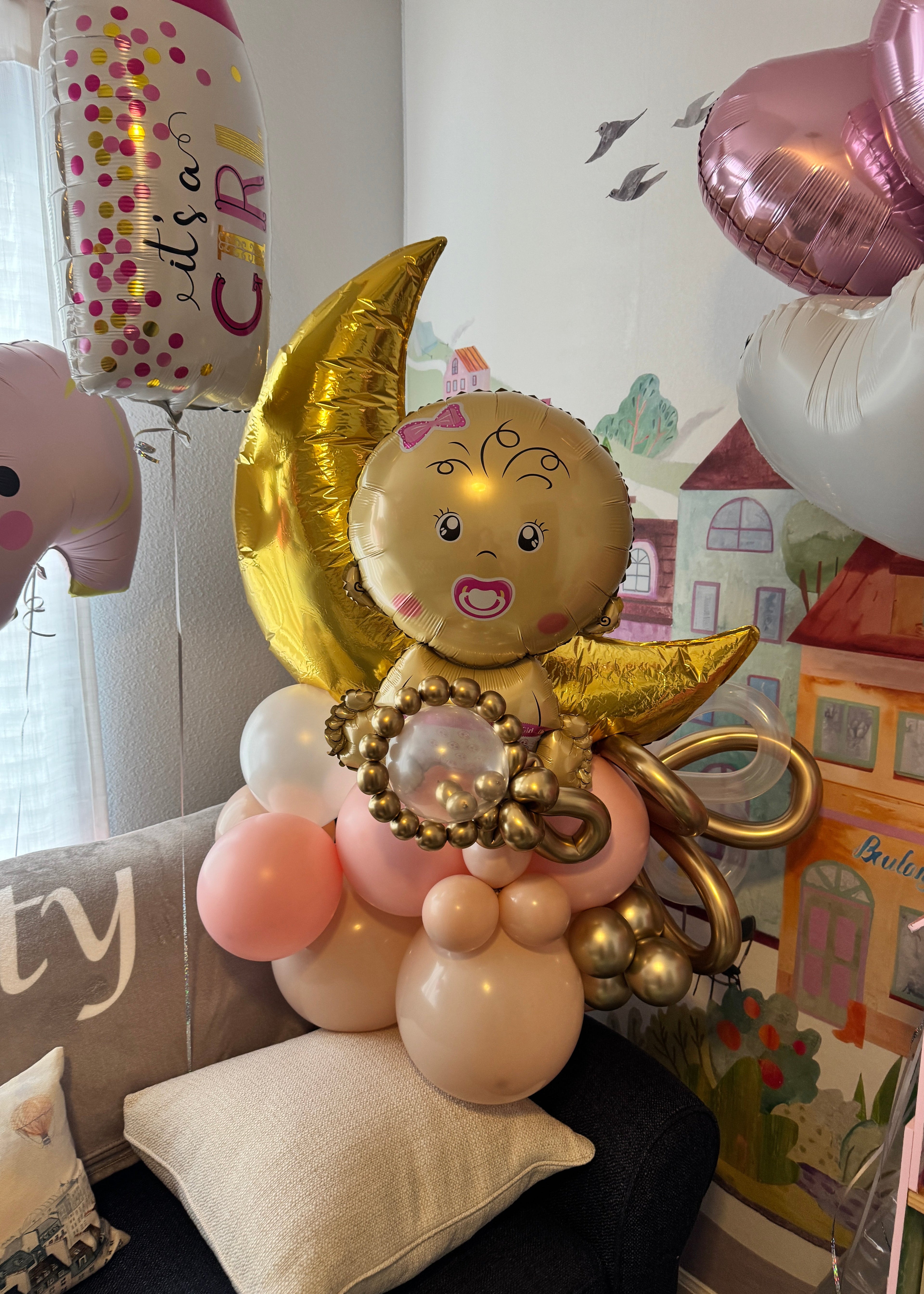 Welcome Home Baby Girl pink Balloon