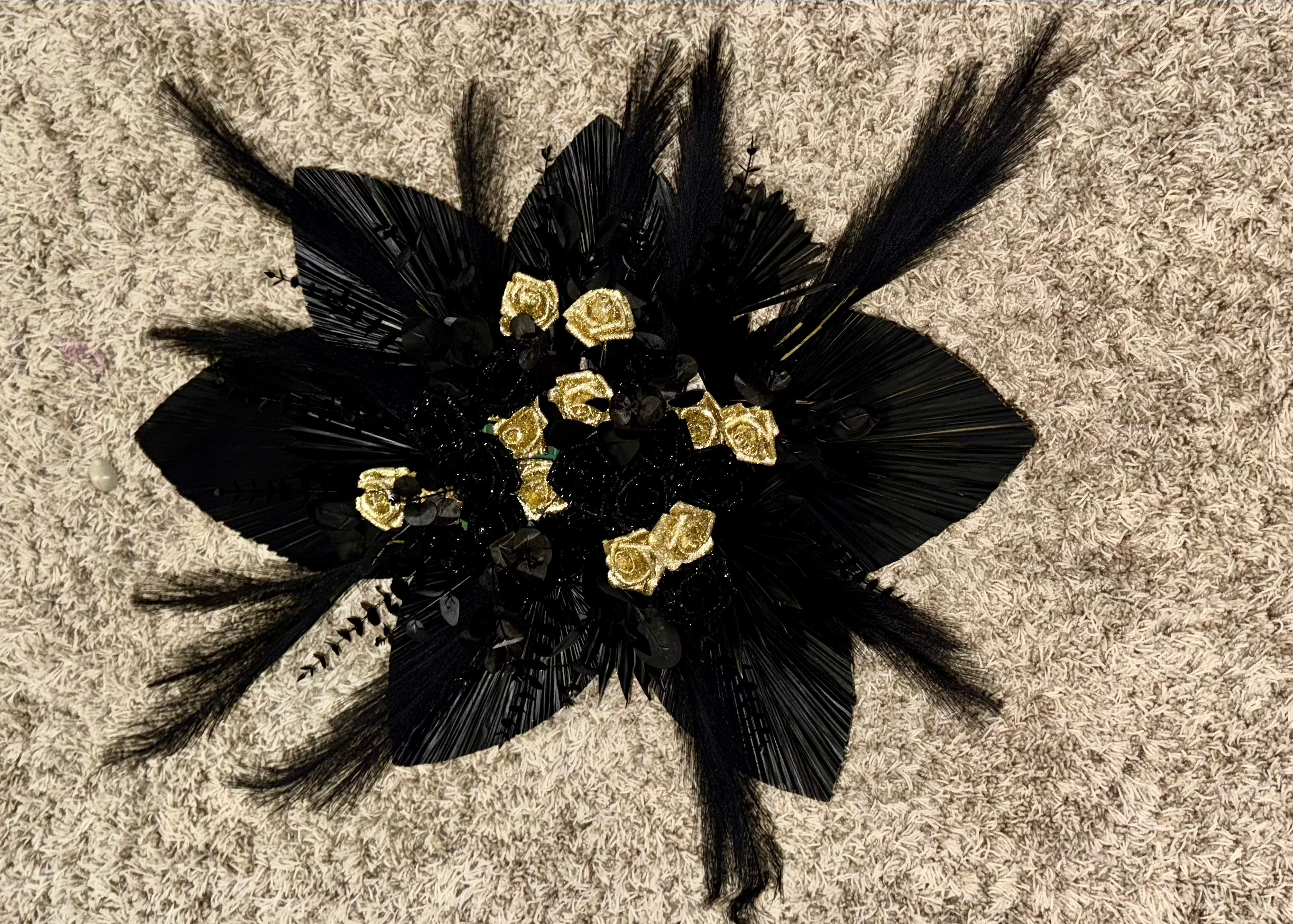 Boho Arch Flower Arrangement Black and Gold