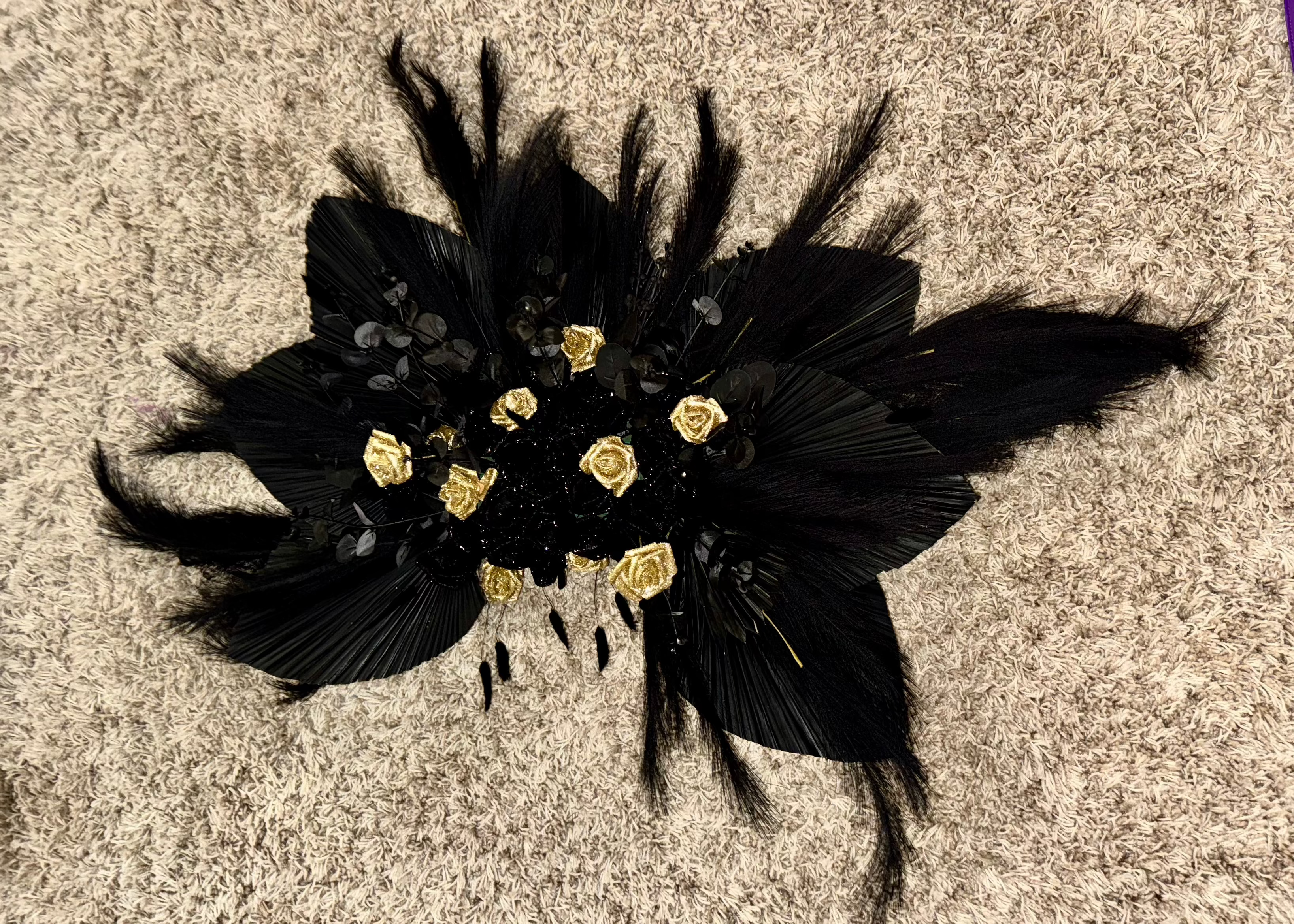 Boho Arch Flower Arrangement Black and Gold