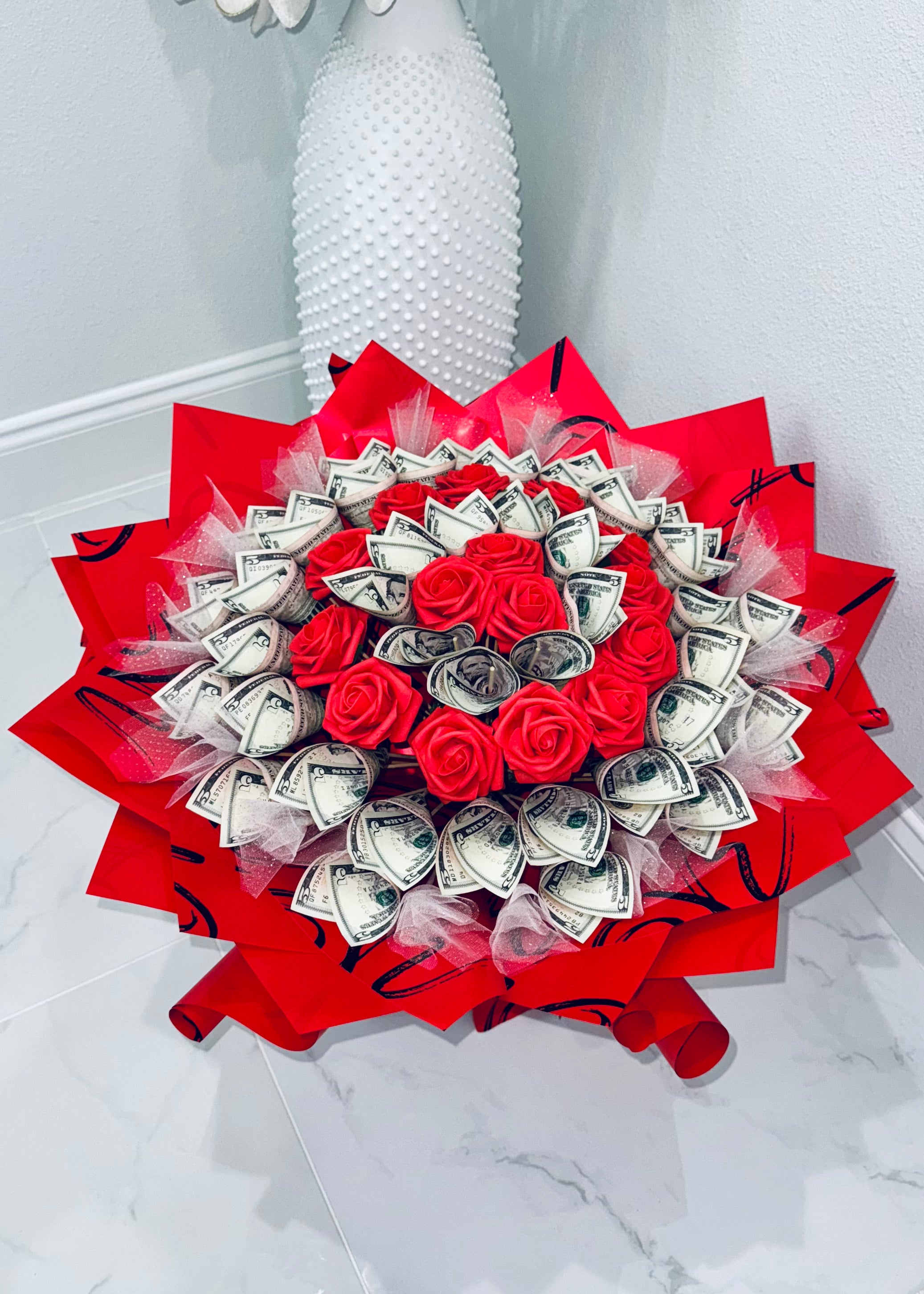 Luxury Red Roses Money Bouquet (40 Bills)