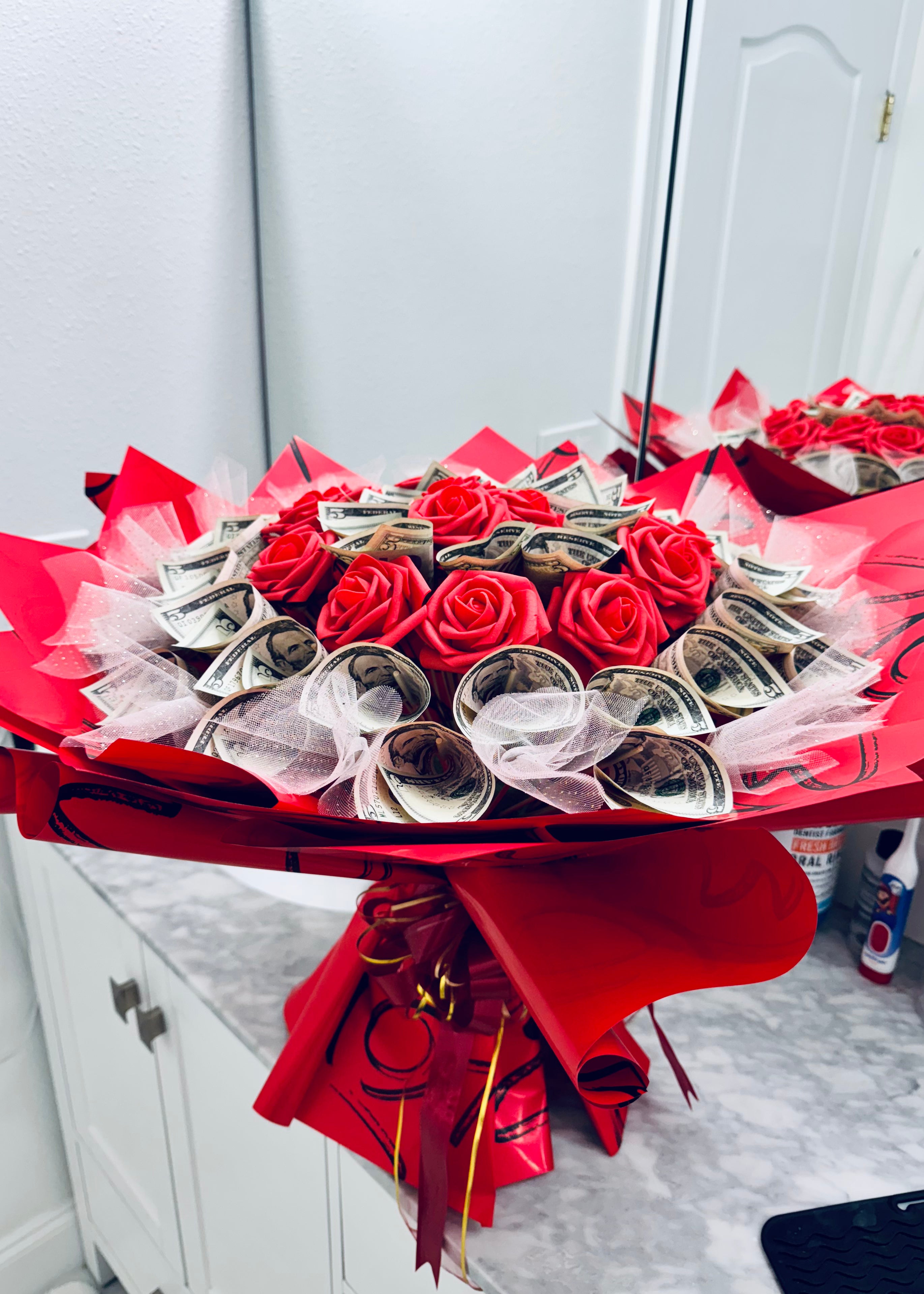 Luxury Red Roses Money Bouquet (40 Bills)
