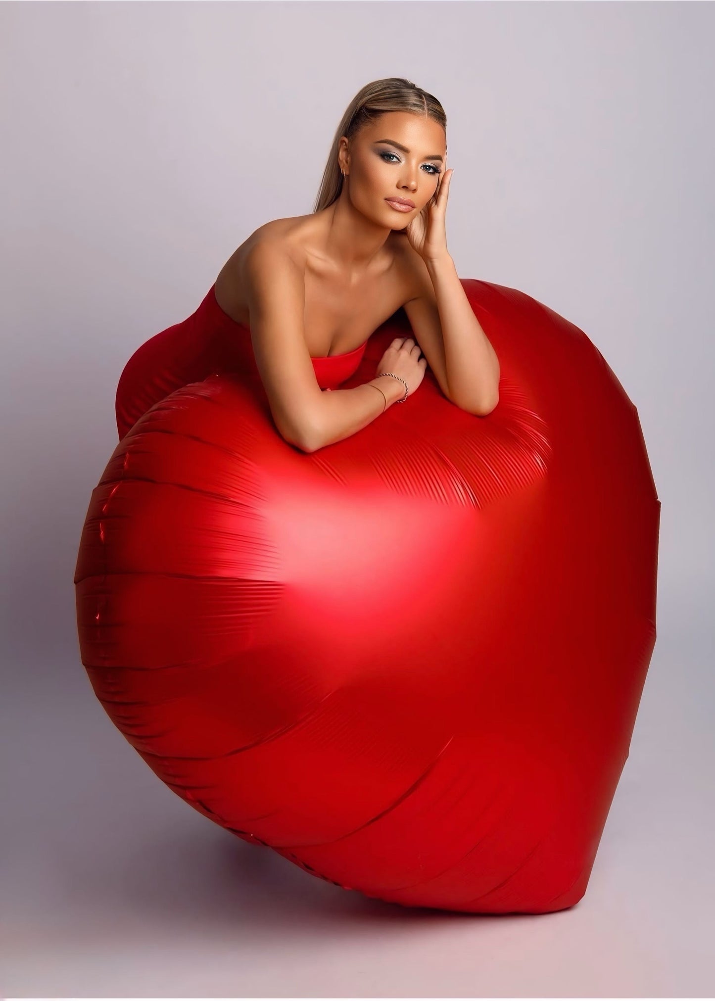 Huge 65 inch Valentines Day Red Heart Balloon (Mat Red)