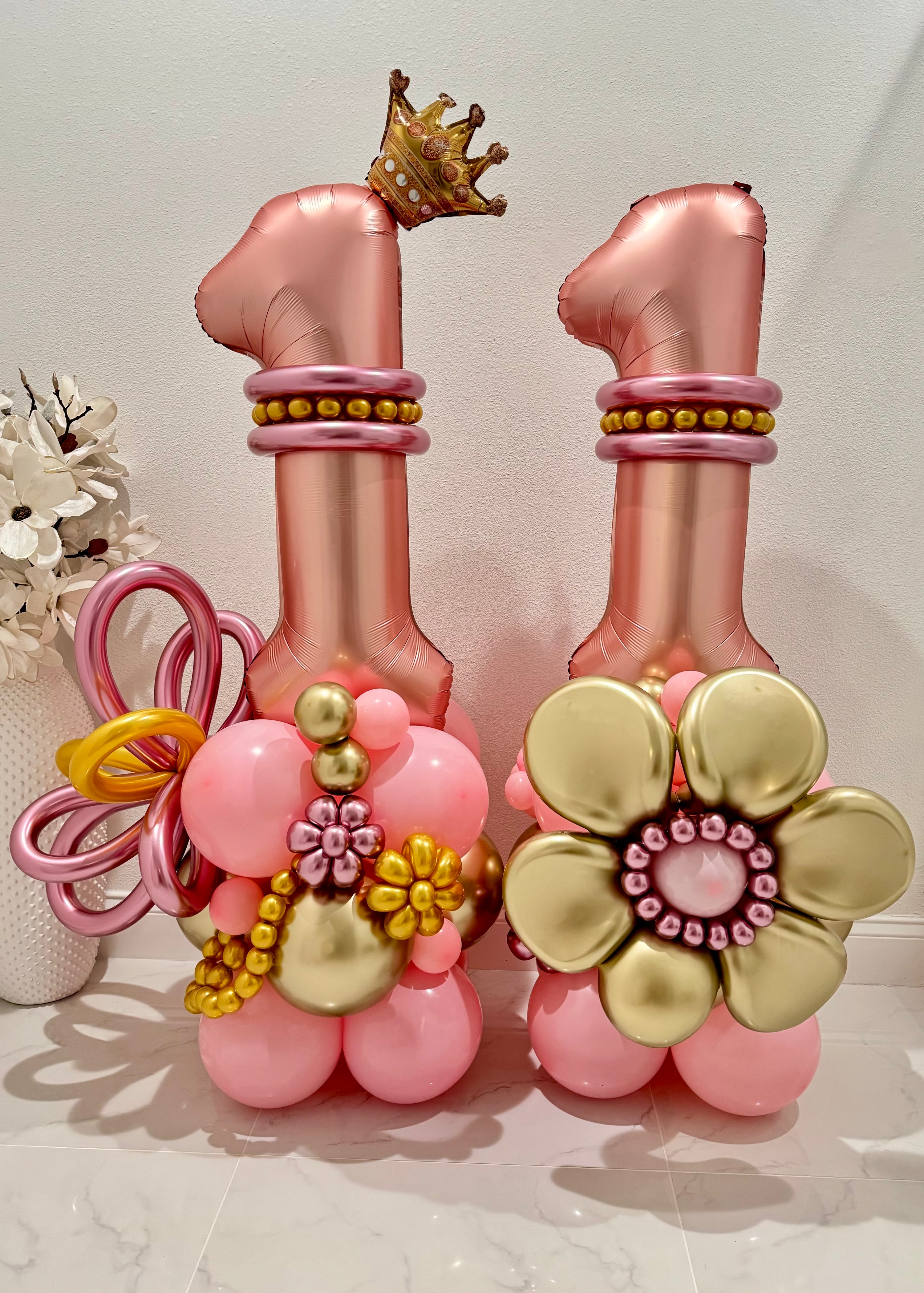 Large Number Birthday Balloon Bouquet With Distorted Flower (5 Ft Tall )