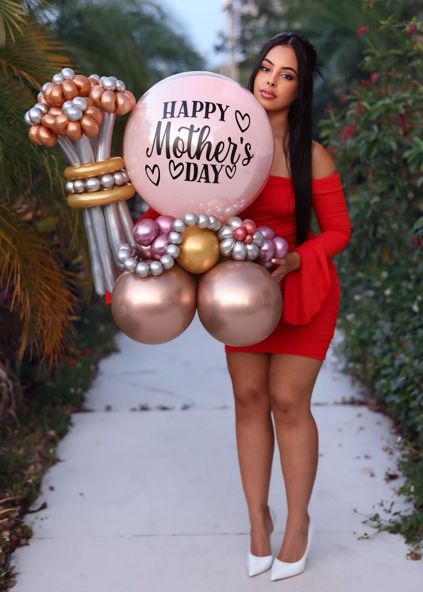 Mother's Day Pink Bobo Balloon Bouquet 3Ft