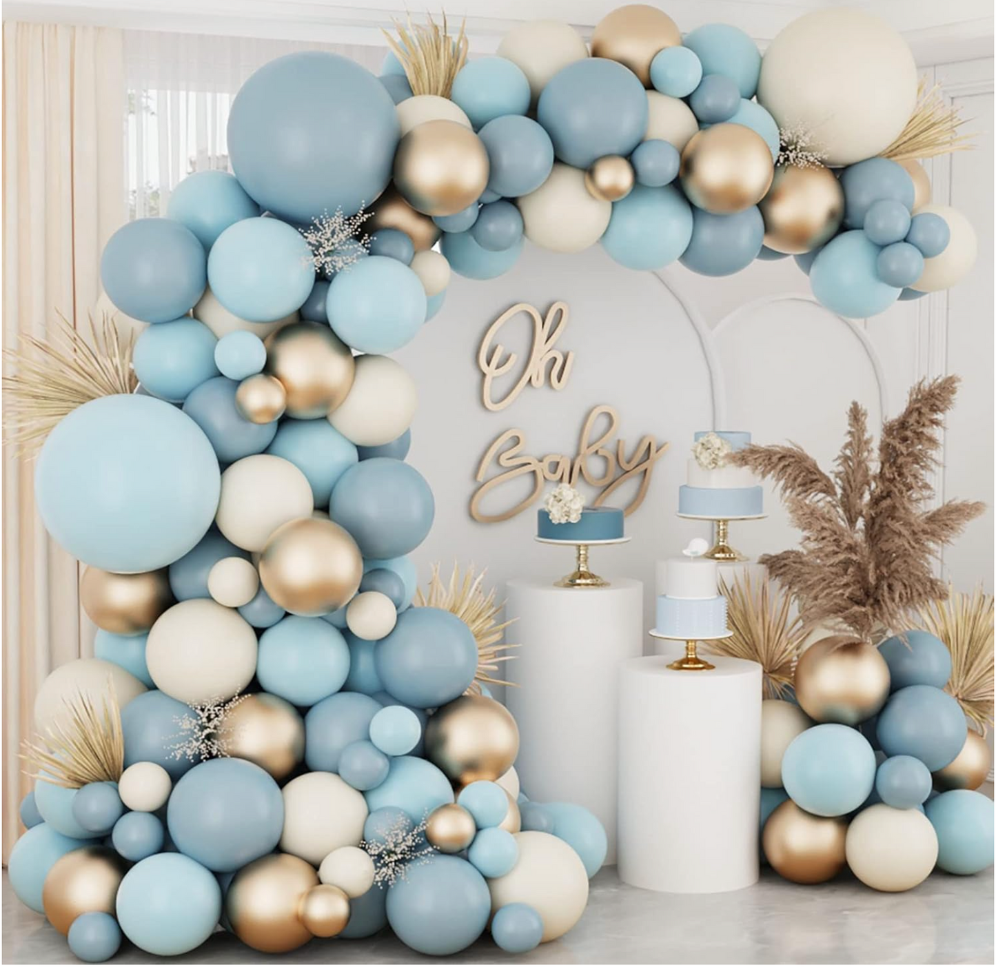 Dusty Baby Blue Balloons Balloon Arch Garland 12 ft