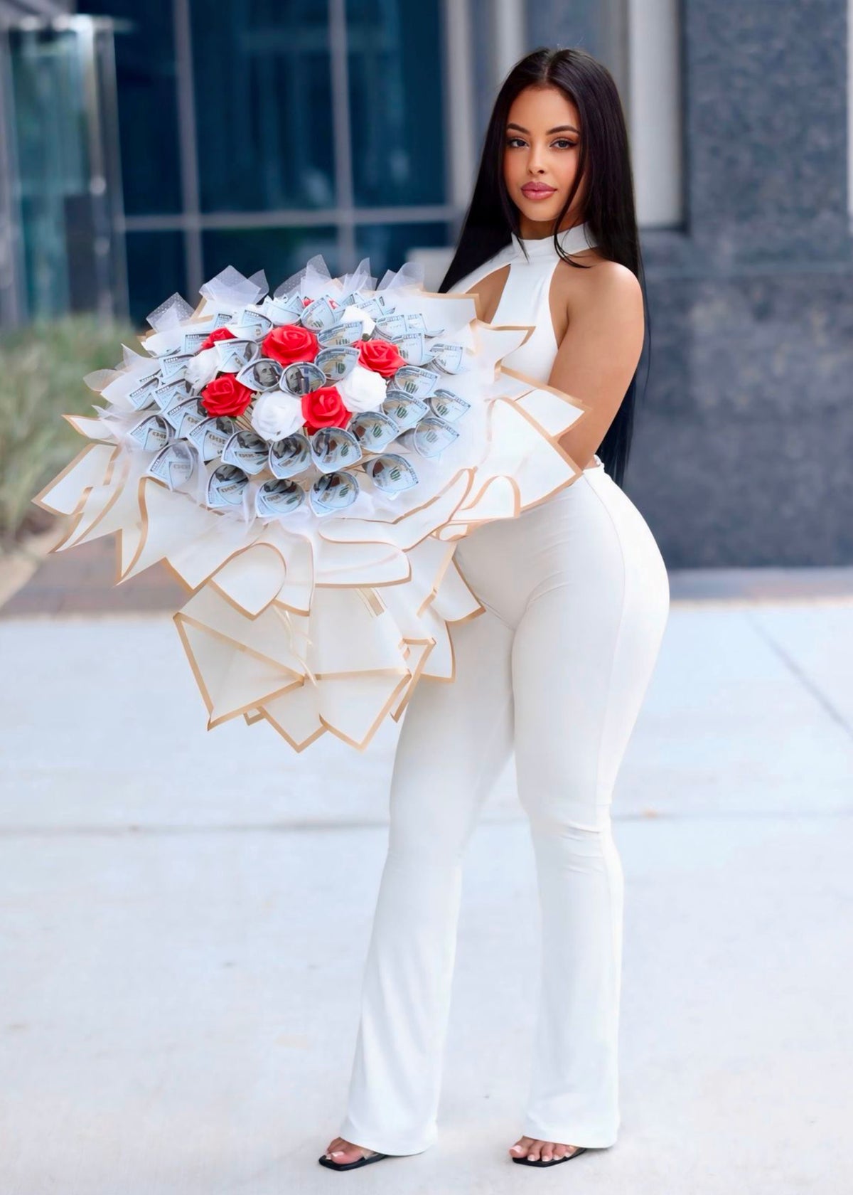 Elegant Rose Premium Money Bouquet - 50 Bills