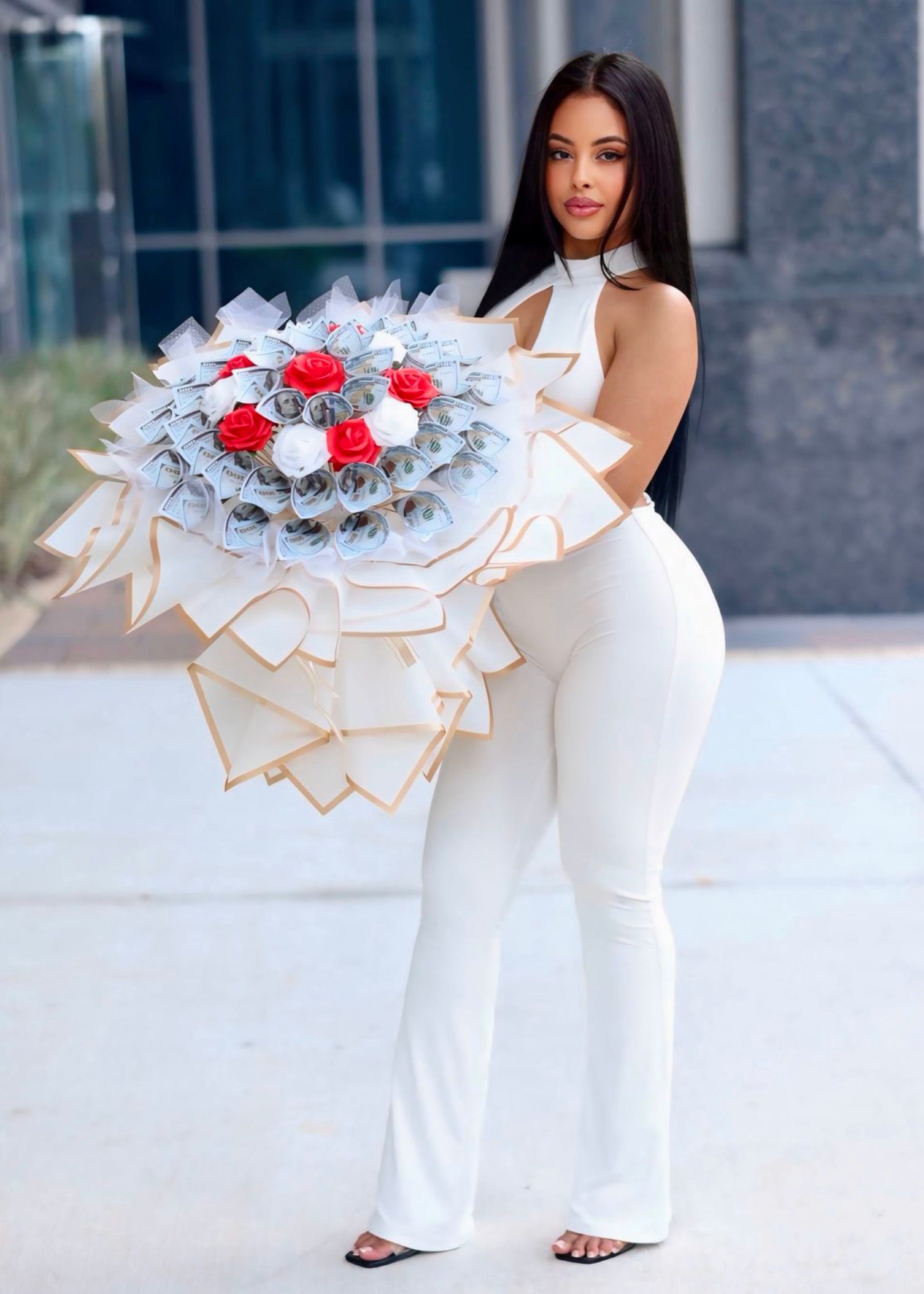 Elegant Rose Premium Money Bouquet - 50 Bills