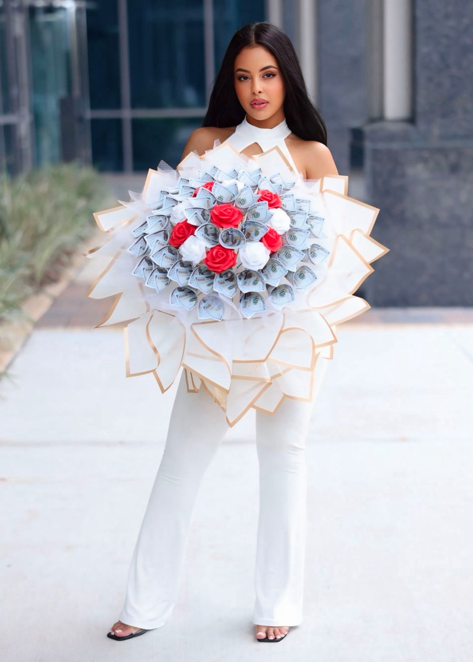 Elegant Rose Premium Money Bouquet - 50 Bills