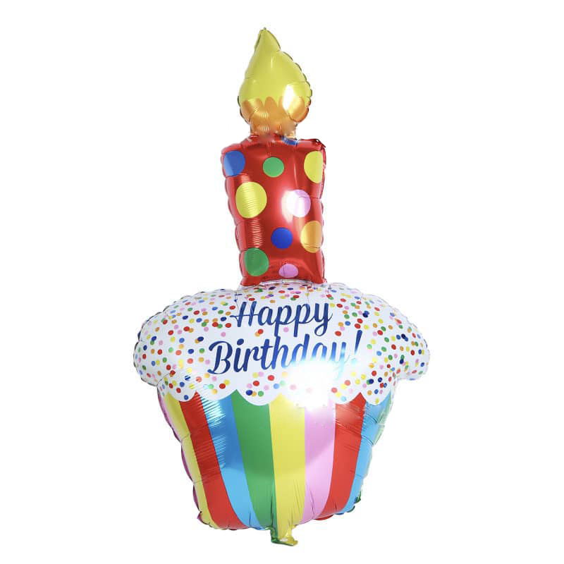 50-Inch Rainbow Cupcake Happy Birthday Foil Balloon