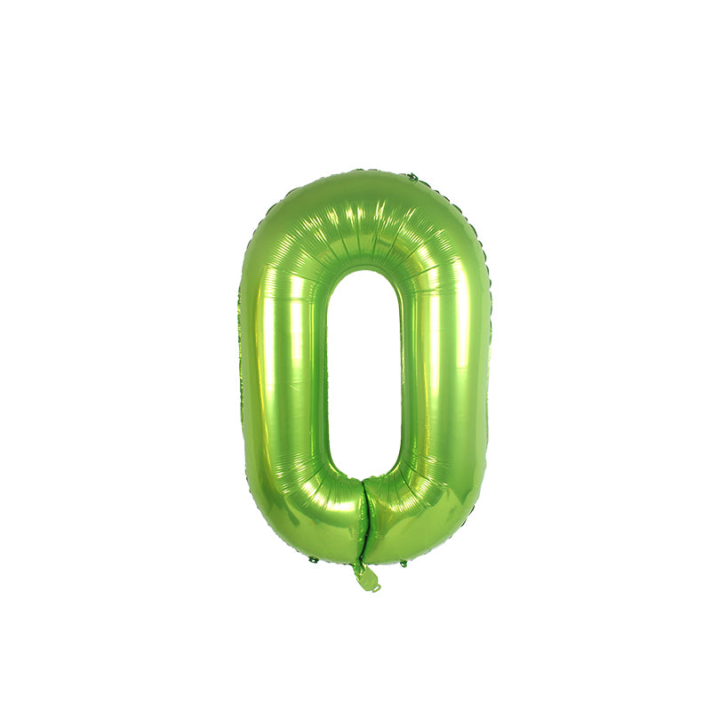 34 Inch Lime Green Number " 0 " Foil Balloon