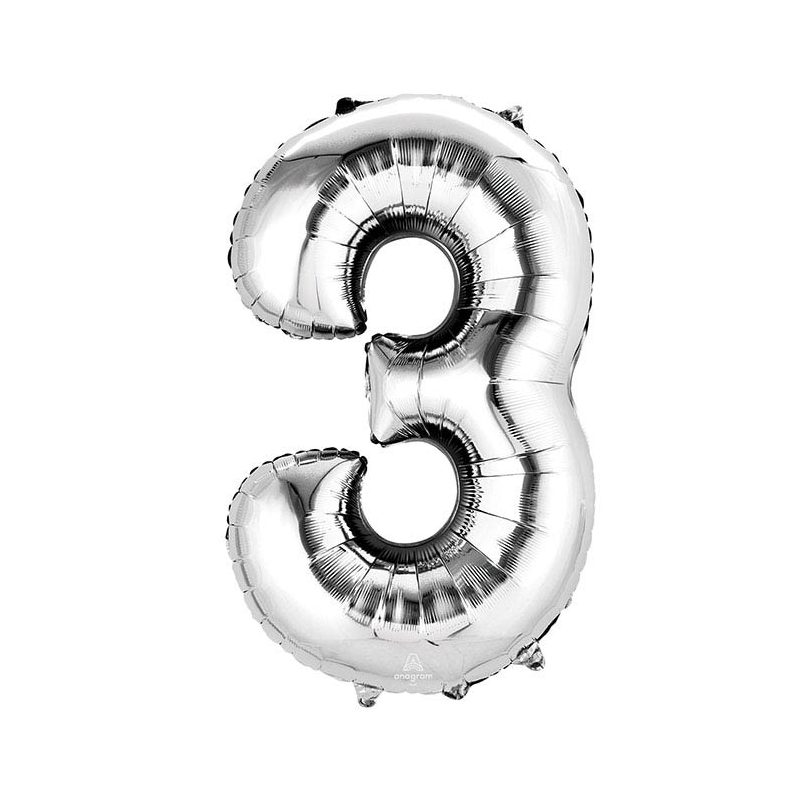 40 Inch Silver Number 0-9 Foil Balloon