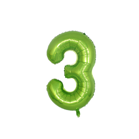 34 Inch Lime Green Number " 3 " Foil Balloon