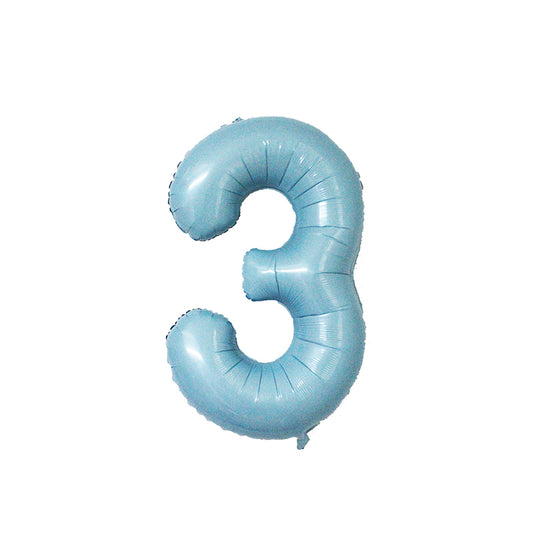 34 Inch Pastel Blue Number " 3 " Foil Balloon