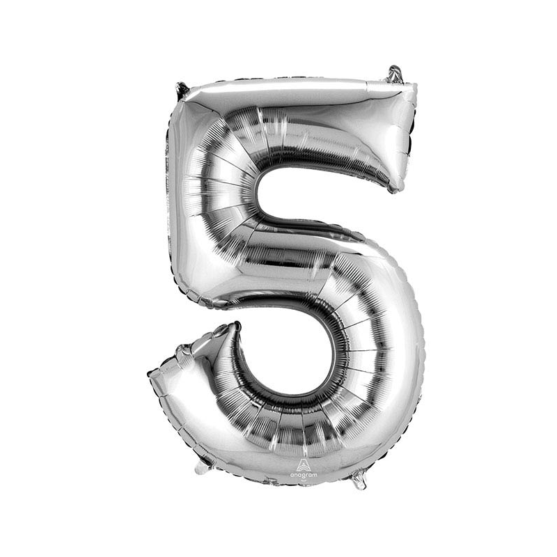40 Inch Silver Number 0-9 Foil Balloon