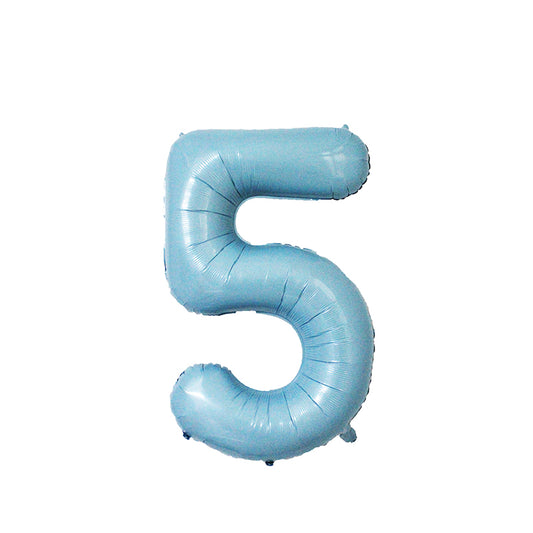 34 Inch Pastel Blue Number " 5 " Foil Balloon