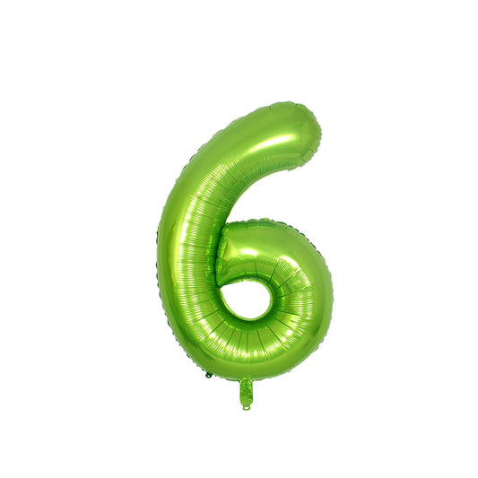 34 Inch Lime Green Number " 6 " Foil Balloon