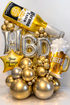 luxury beer birthday balloon arrangement with HBD letter balloons and custom star message