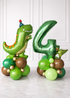 33-inch birthday cake foil balloon with green dinosaur number balloon stack centerpiece for kids party