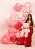 Luxury Galentine’s Day balloon garland backdrop for girls’ night celebration