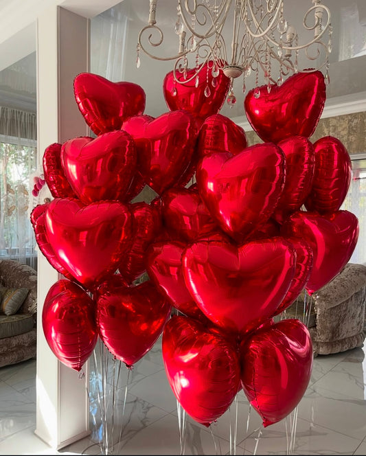 Free Floating 18" Heart Shaped Mylar Balloons