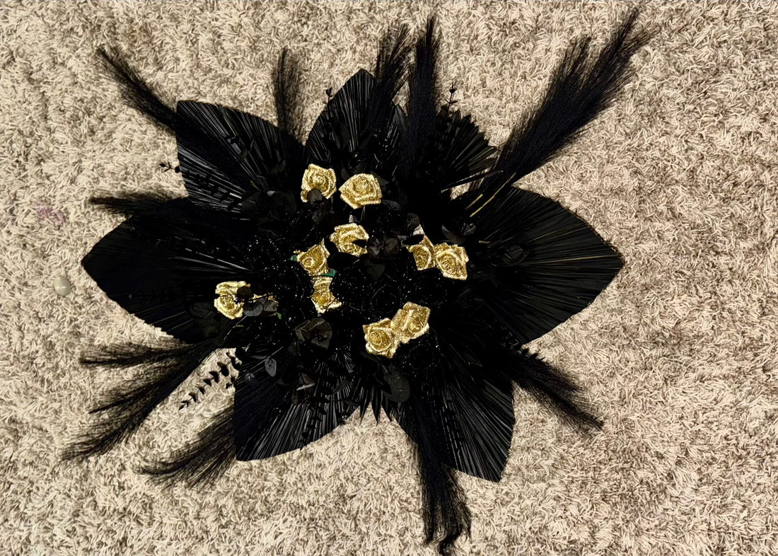 Boho Arch Flower Arrangement Black and Gold