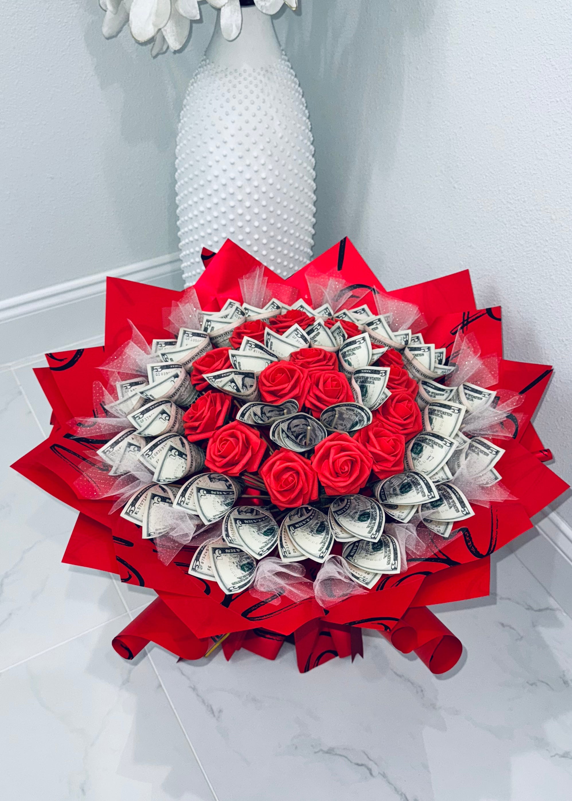 Luxury Red Roses Money Bouquet (40 Bills)