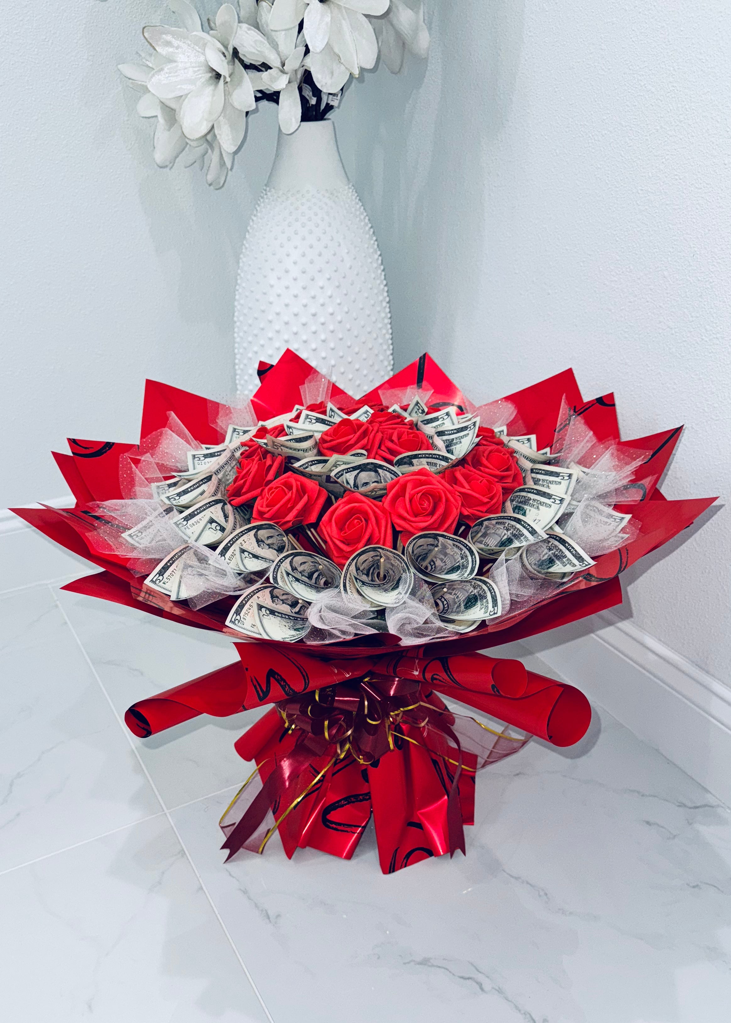 Luxury Red Roses Money Bouquet (40 Bills)