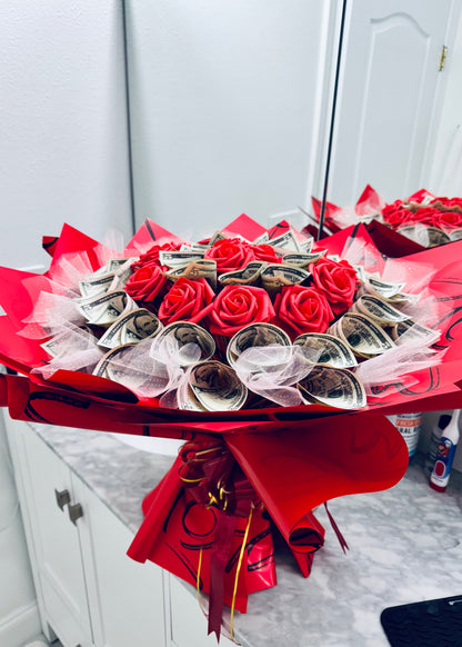 Luxury Red Roses Money Bouquet (40 Bills)