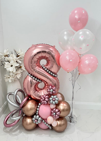 Large Number Birthday Balloon Bouquet 5 Ft with 7 Helium Balloons