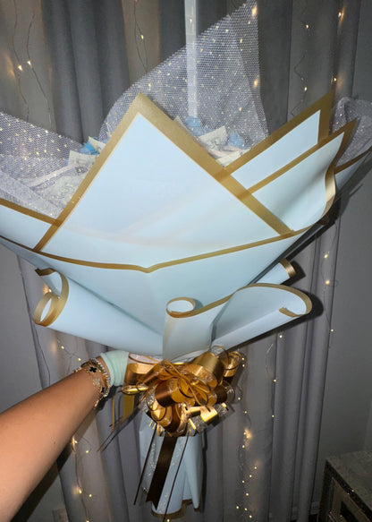 Blue Roses and Money Bouquet (40 Bills)