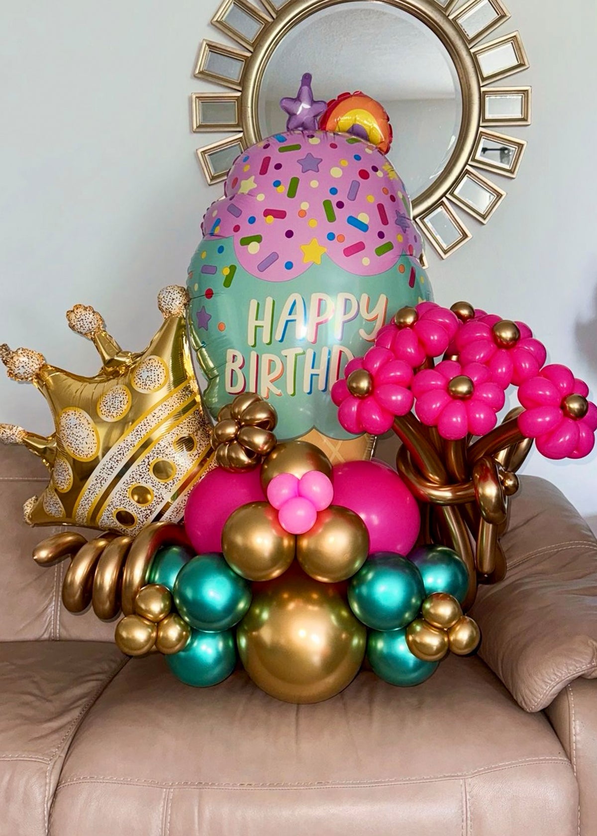 Celebrate with Cake &amp; Balloons! Happy Birthday Bouquet by Party Galore Tampa