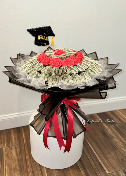 Elegant Large Rose Graduation Money Bouquet - 50 Bills