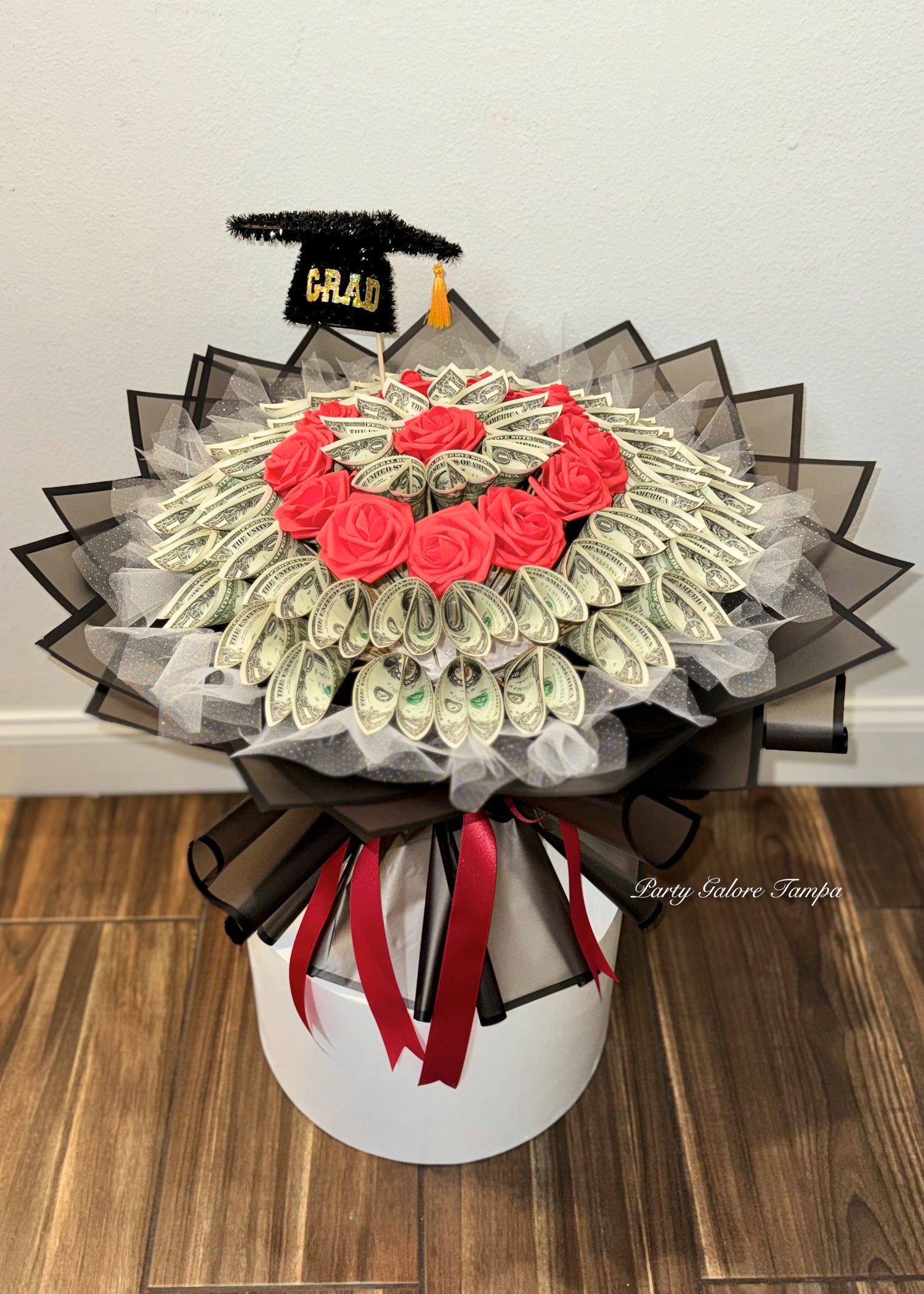 Elegant Large Rose Graduation Money Bouquet - 50 Bills