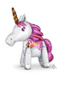 Magical unicorn foil balloon with pink glitter mane and golden horn for birthday parties