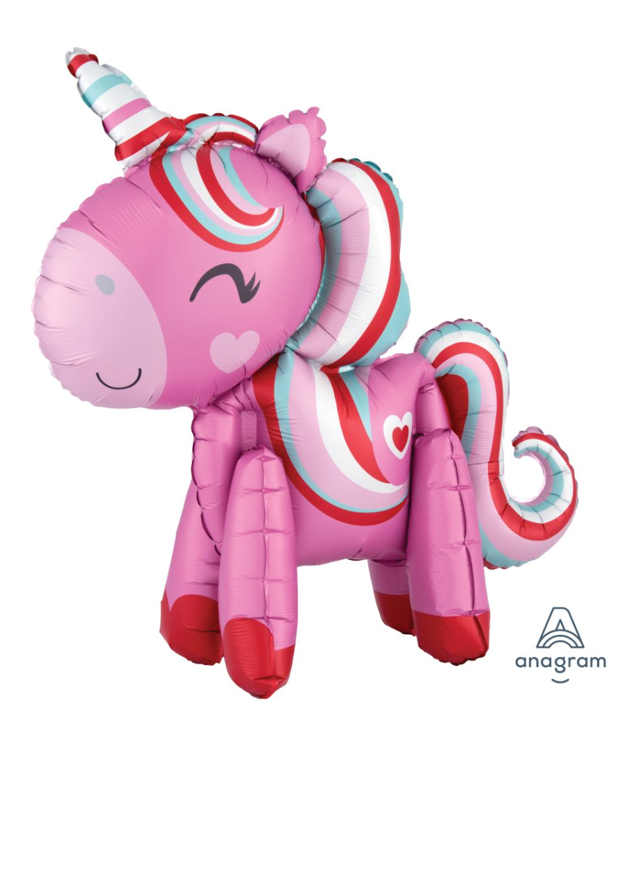Pink unicorn foil balloon 22x21 inches with glitter mane and golden horn for kids birthday party decoration