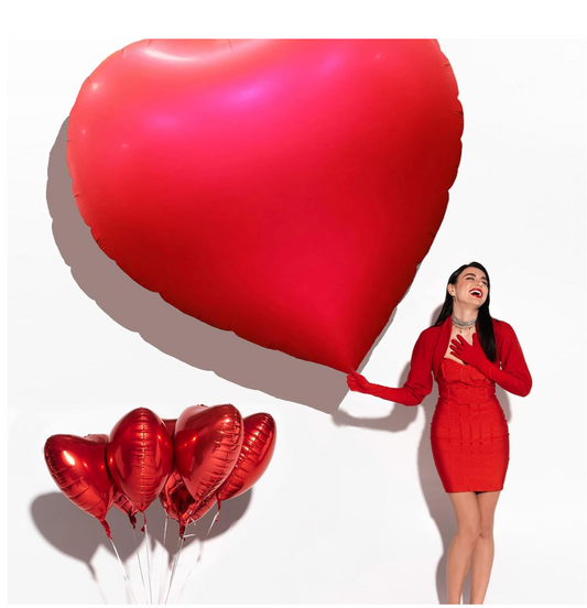 Huge 65 inch Valentines Day Red Heart Balloon (Mat Red)