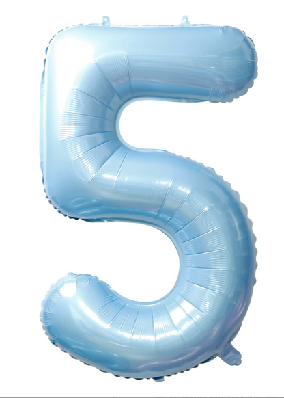 34 Inch Baby Blue Number 0-9 Foil Balloon