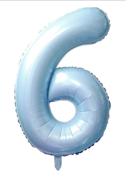 34 Inch Baby Blue Number 0-9 Foil Balloon