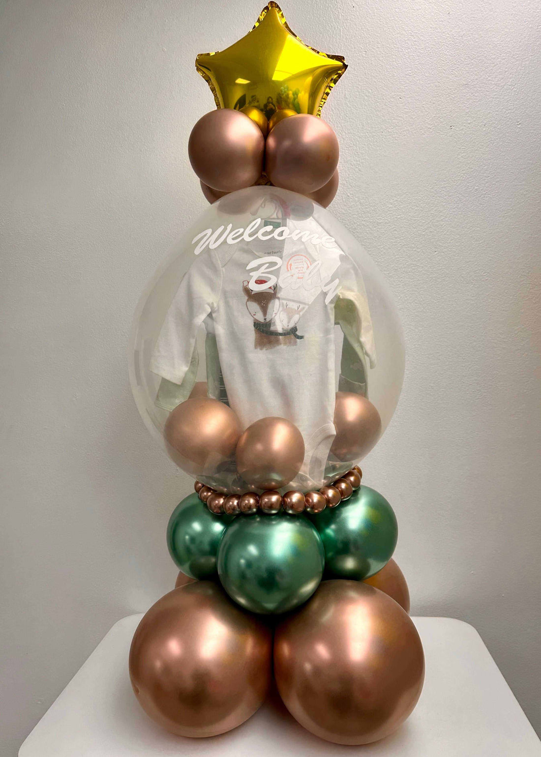 Baby Shower Balloon Bouquet with gold star and metallic balloons for party decoration