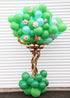 Tree Balloon COLUMN party decoration with green and blue balloons and pink flower accents.