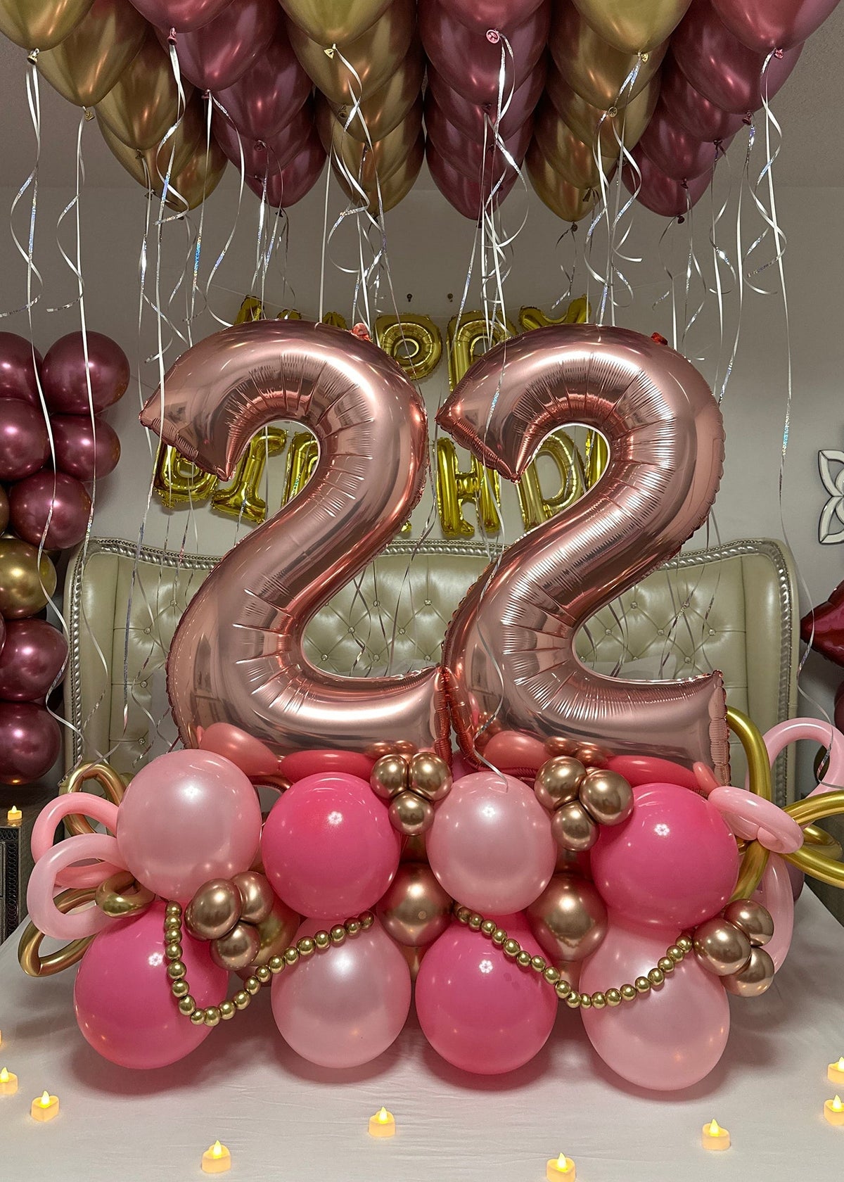 Number Birthday Balloon bouquet with elegant design and colorful party decorations