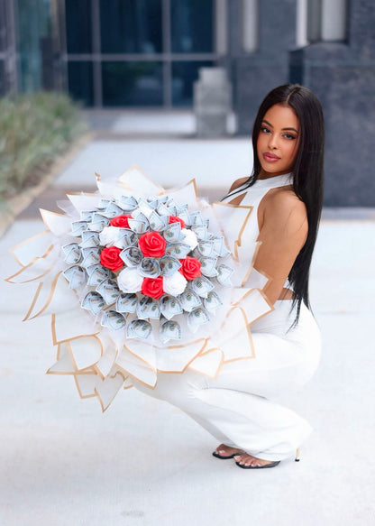 Elegant Rose Premium Money Bouquet - 50 Bills