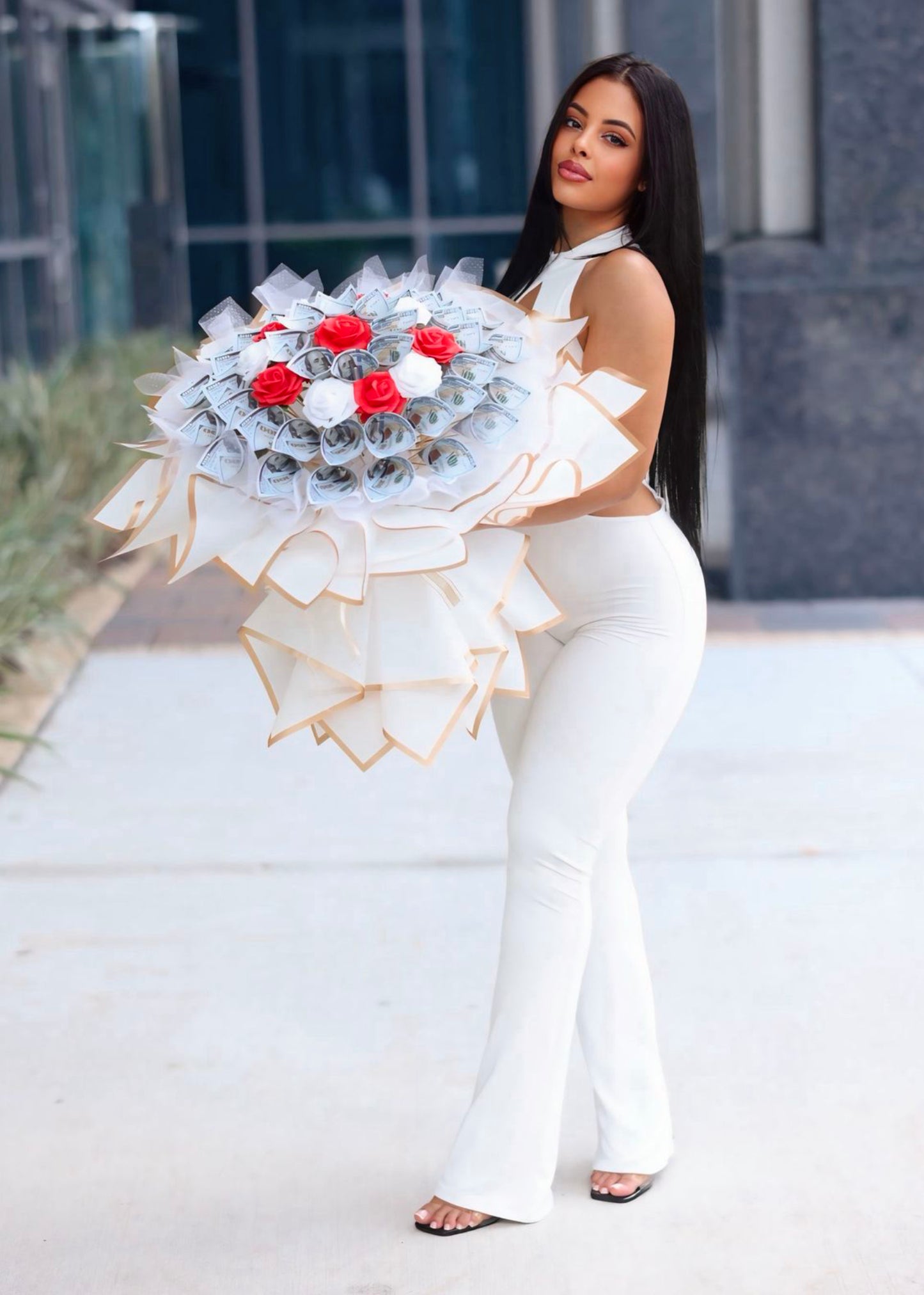 Elegant Rose Premium Money Bouquet - 50 Bills