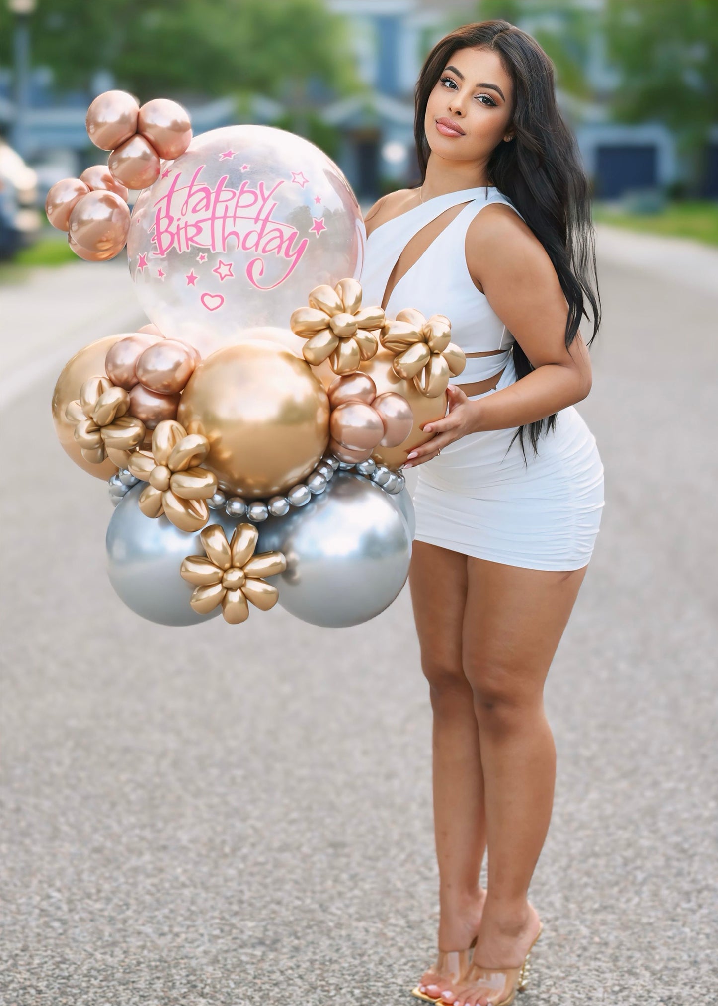 Brighten Their Day! Happy Birthday Floral Balloon Bouquet by Party Galore Tampa